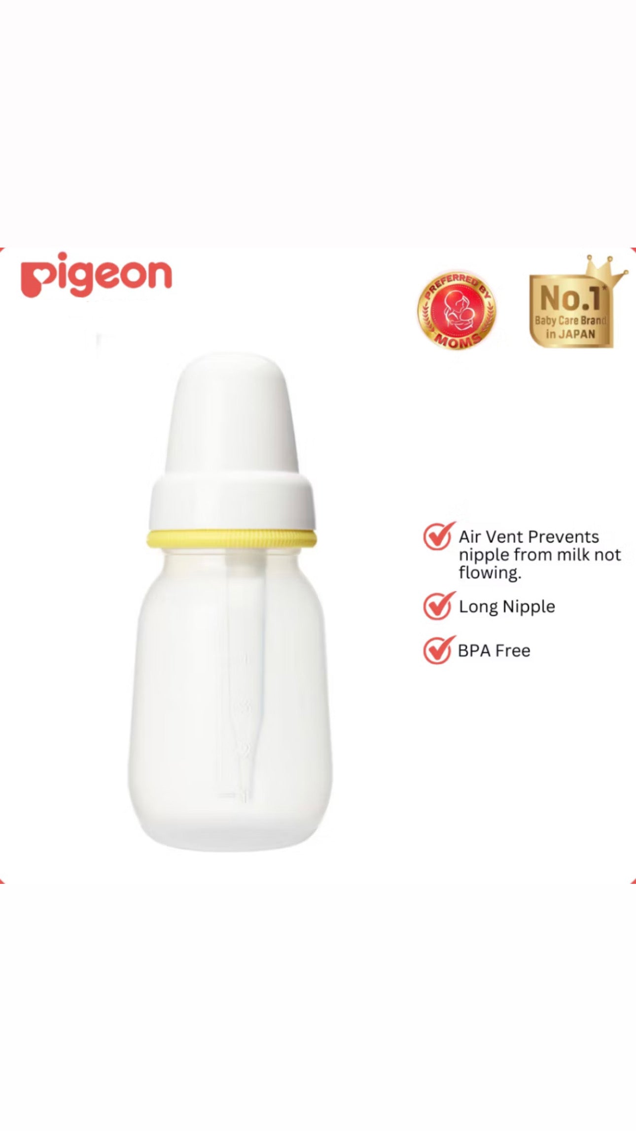 Pigeon Feeding Bottle with Long Silicone Nipple for Cleft Palate