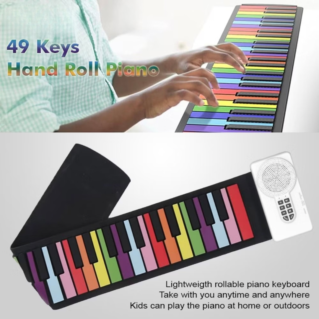 Silicone Portable Rollable Piano - Rainbow 49 Keys
