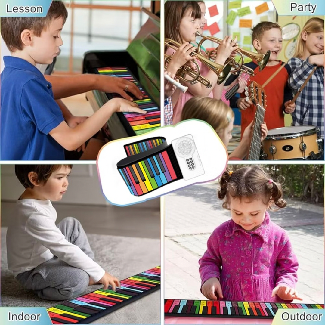 Silicone Portable Rollable Piano - Rainbow 49 Keys
