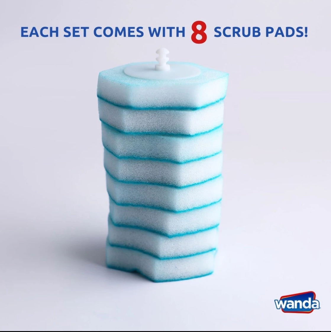 Wanda Toilet Cleaning System Set with 8 Disposable Scrub Pad Refills