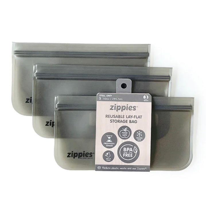 Zippies Steel Grey Reusable Layflat Storage Bags