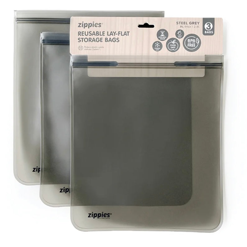 Zippies Steel Grey Reusable Layflat Storage Bags