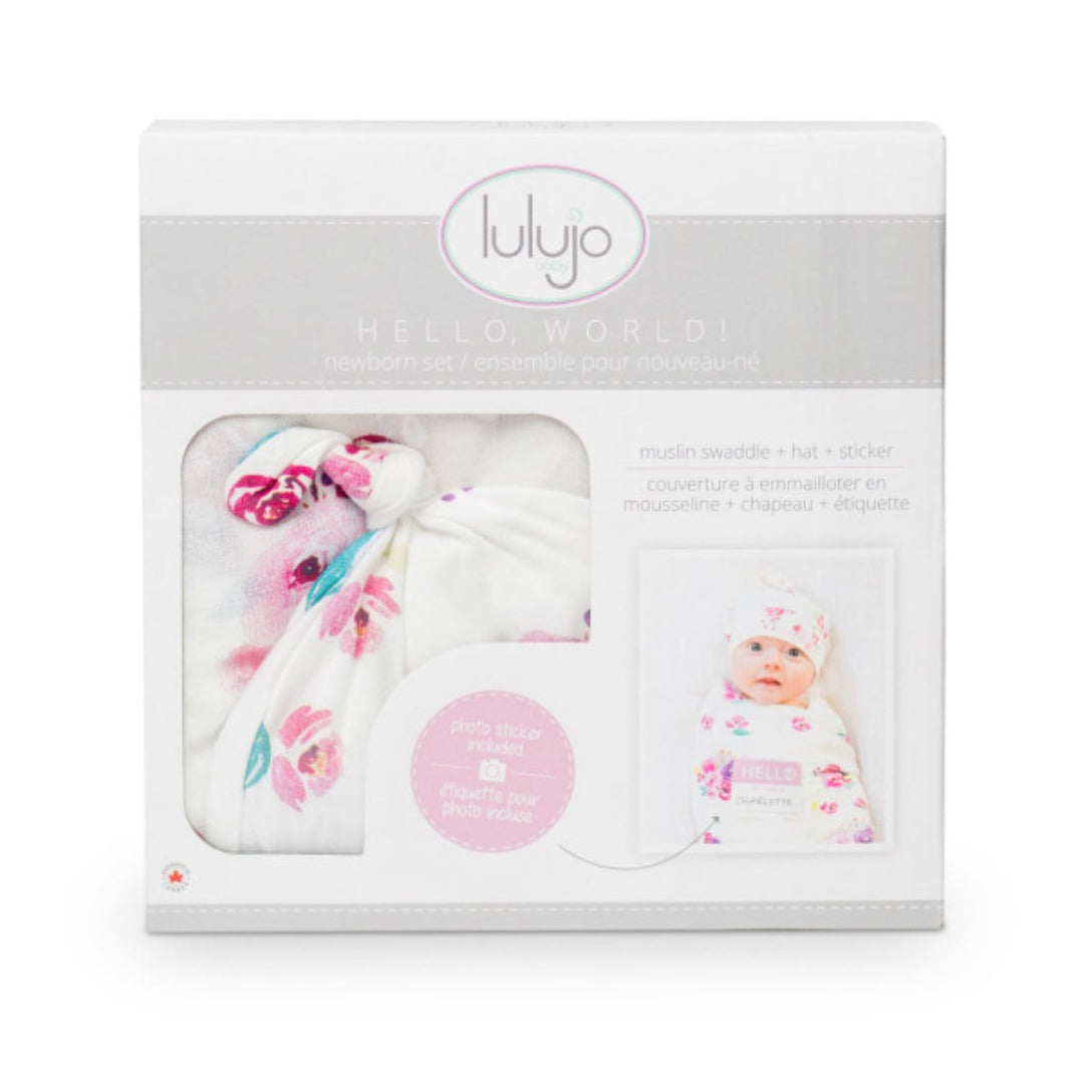Lulujo Baby Bamboo Bonnet & Swaddle Set