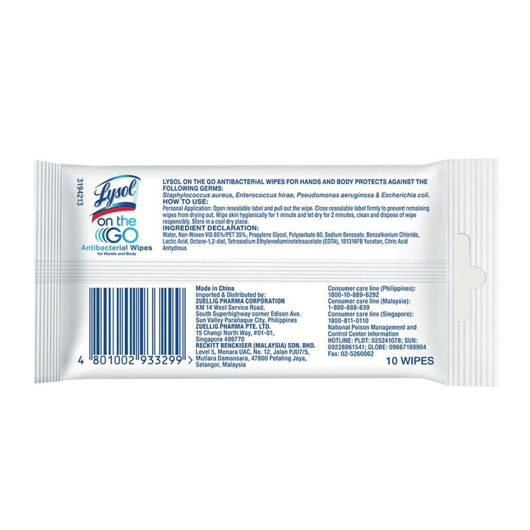 Lysol On-The-Go Antibacterial Hand & Body Wipes