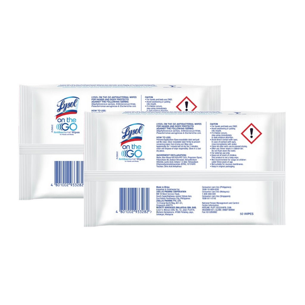 Lysol On-The-Go Antibacterial Hand & Body Wipes