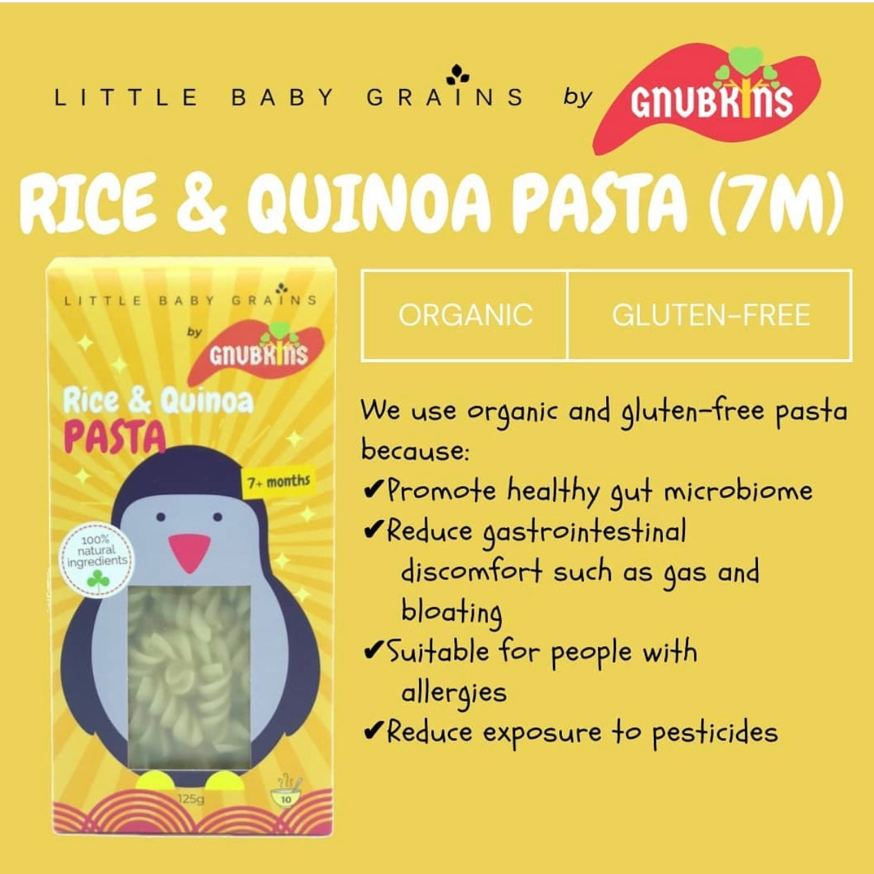 Little Baby Grains by GNUBKINS - Rice & Quinoa Pasta 126g (10 servings)