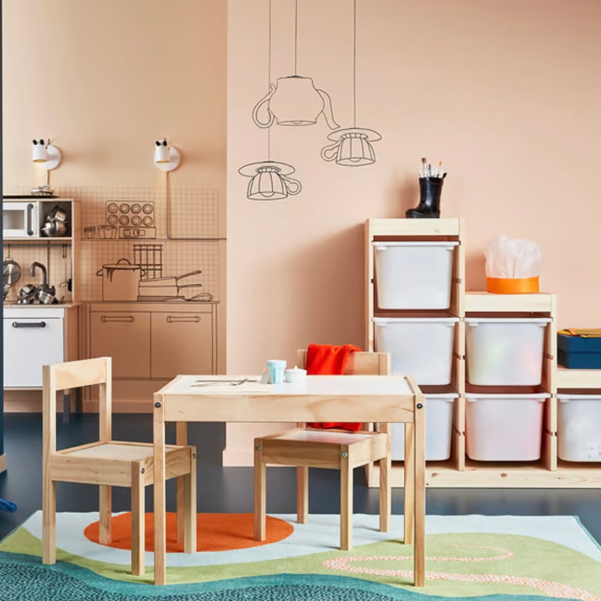 LÄTT Children's Table and 2 Chairs - White|Pine