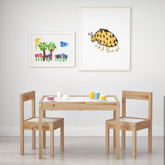 LÄTT Children's Table and 2 Chairs - White|Pine