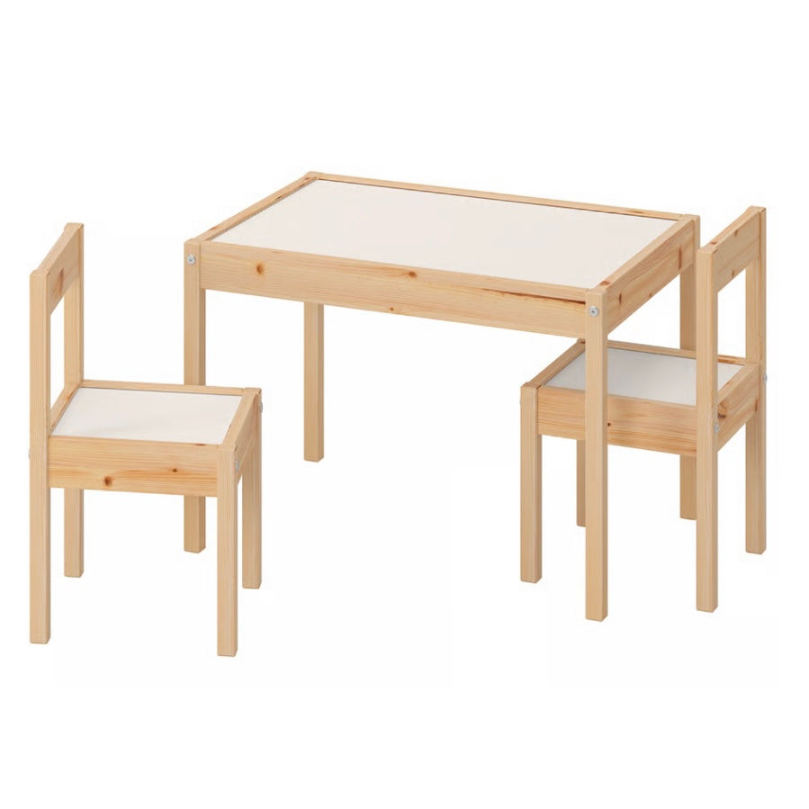 LÄTT Children's Table and 2 Chairs - White|Pine