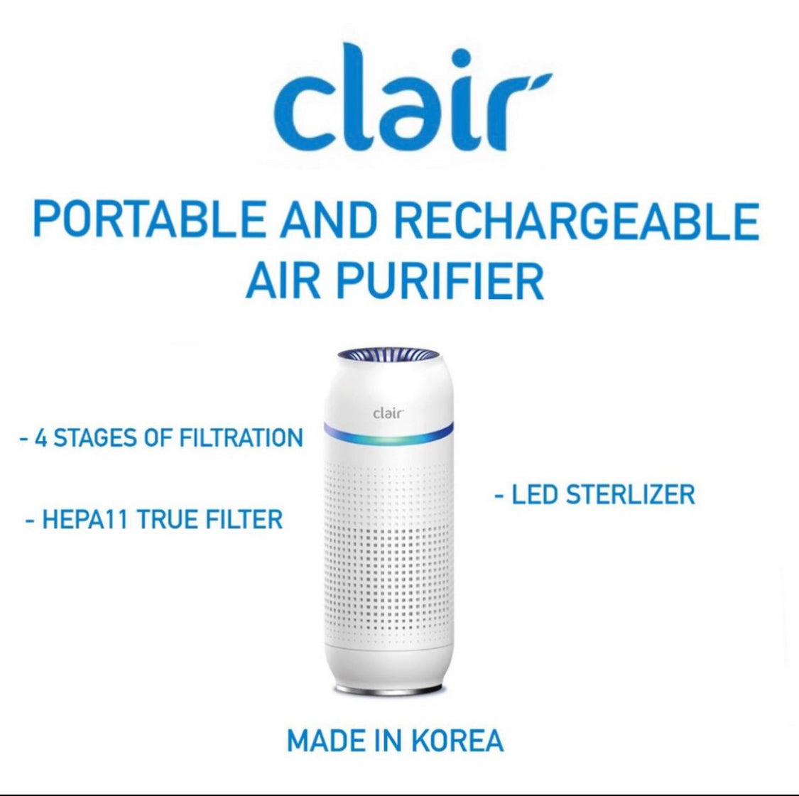 Clair Portable and Rechargeable Air Purifier