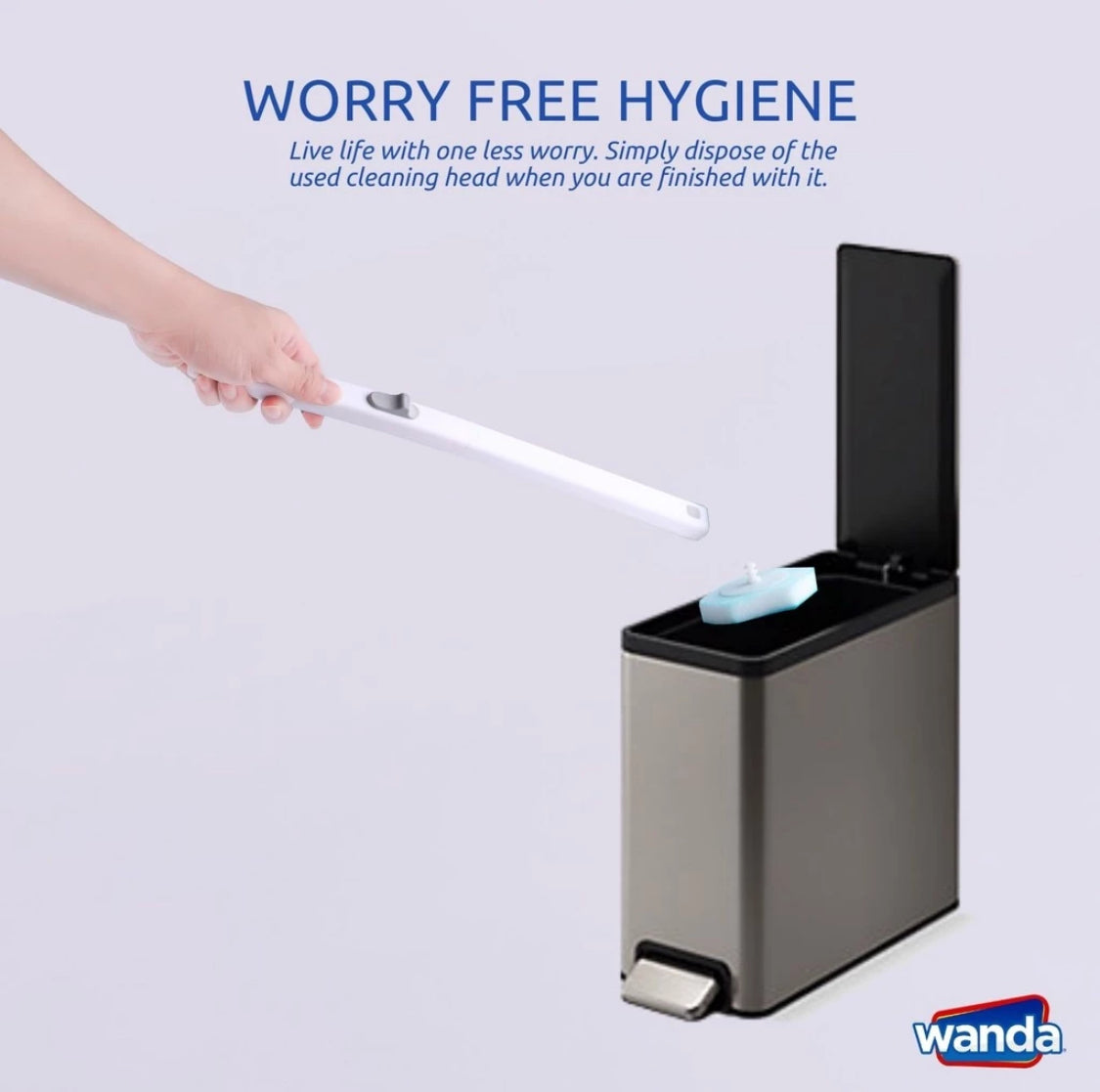 Wanda Toilet Cleaning System Set with 8 Disposable Scrub Pad Refills