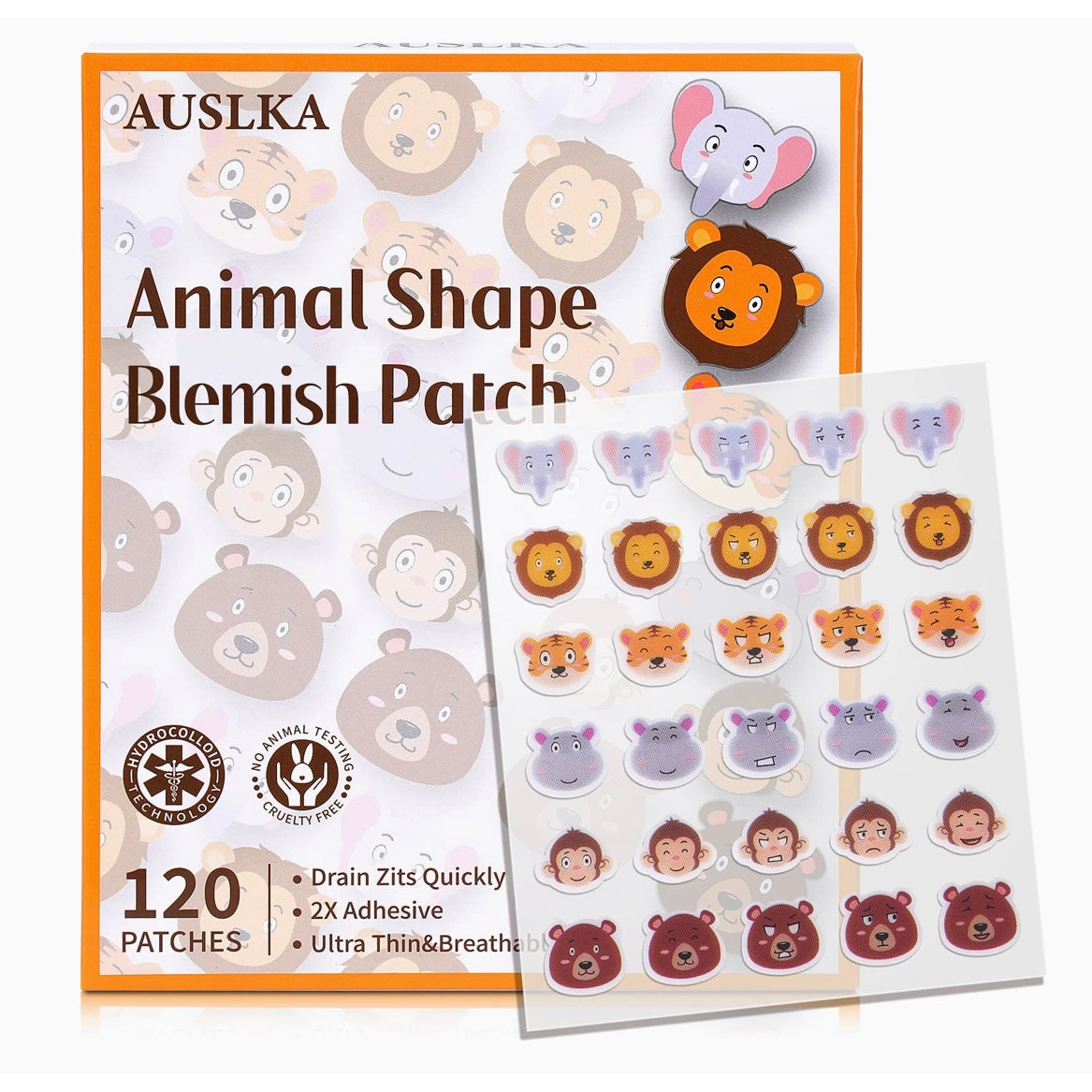 AUSLKA Animal Shape Hydrocolloid Pimple Patches - 120 Patches