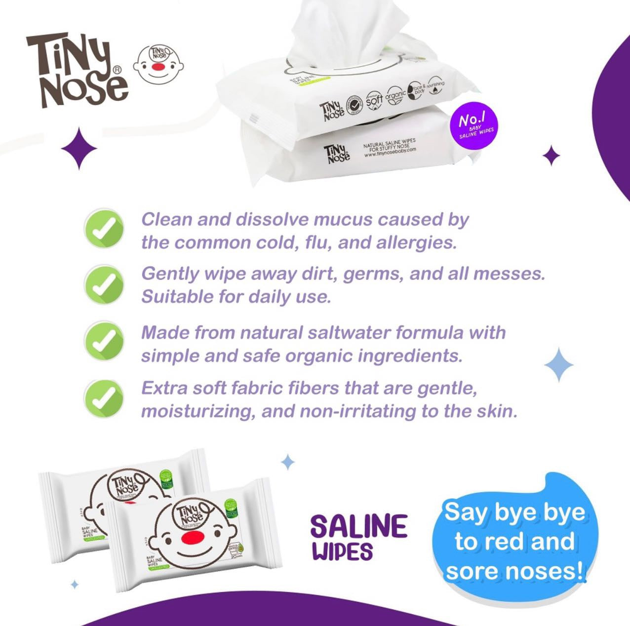 Tiny Nose Natural Saline Baby Wet Wipes