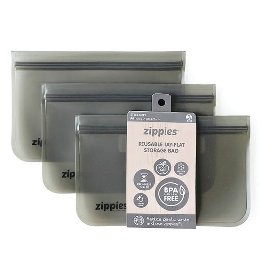 Zippies Steel Grey Reusable Layflat Storage Bags