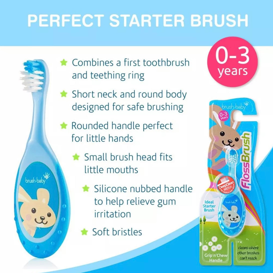 BrushBaby FlossBrush Baby Bristles Toothbrush (0-3 Years)