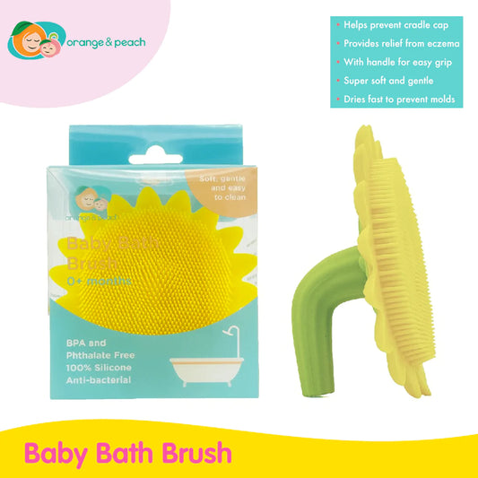 Orange & Peach Silicone Baby Bath Brush