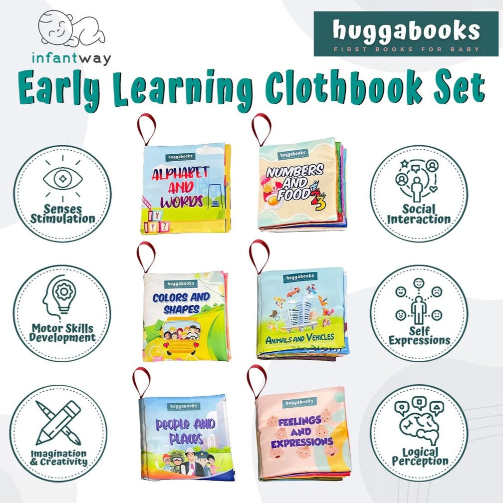 Infantway Huggabooks Early Learning Cloth Book Set