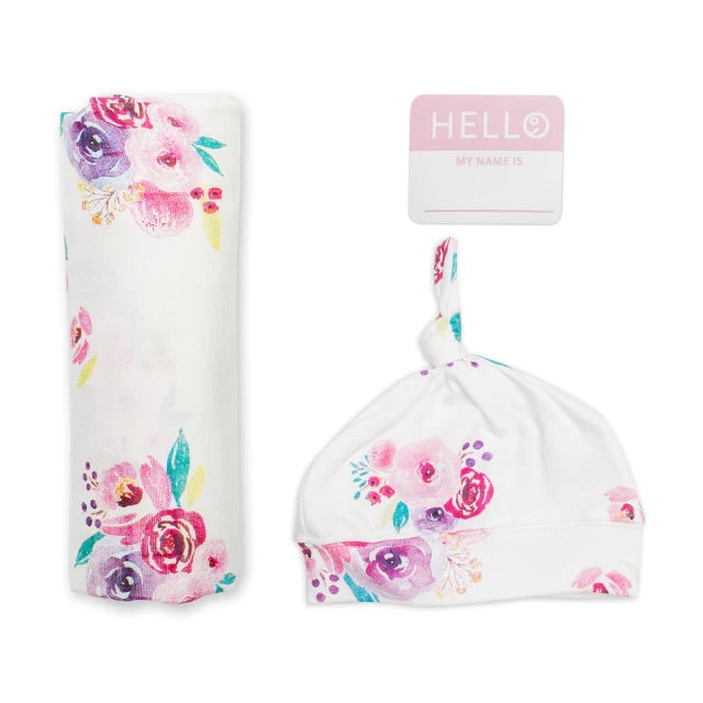 Lulujo Baby Bamboo Bonnet & Swaddle Set