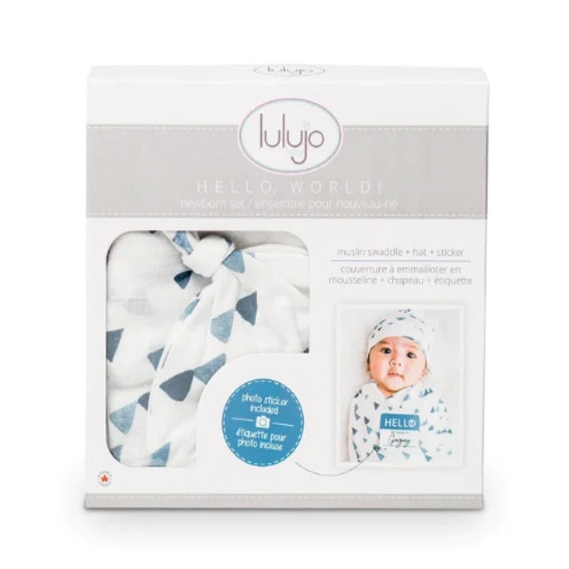 Lulujo Baby Bamboo Bonnet & Swaddle Set