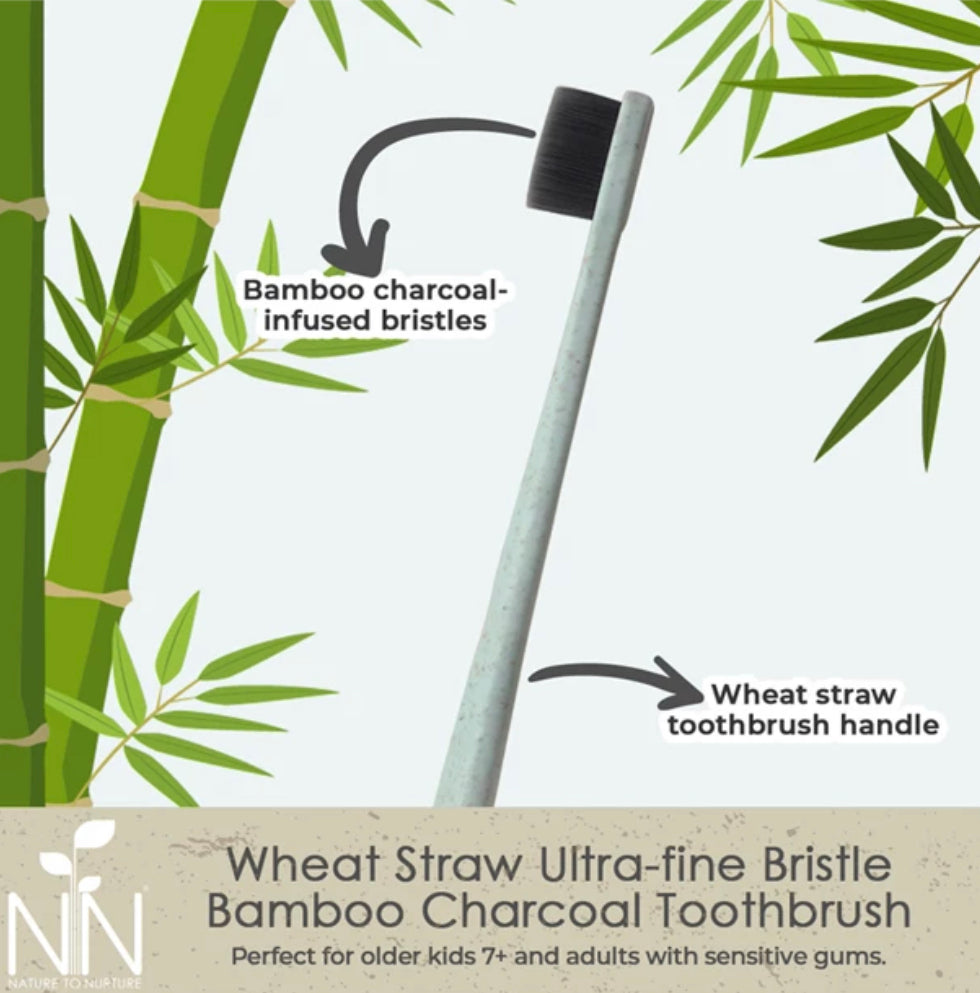 Nature To Nurture Wheat Straw Ultra-Fine Bristle Bamboo Charcoal Toothbrush 7yrs & Up