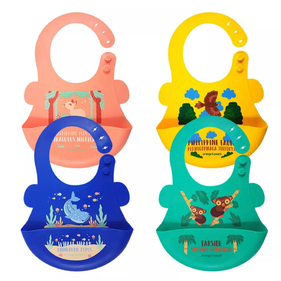 Orange and Peach Silicone Food Bibs