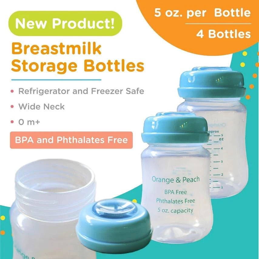 Orange & Peach Breast Milk Storage Bottles