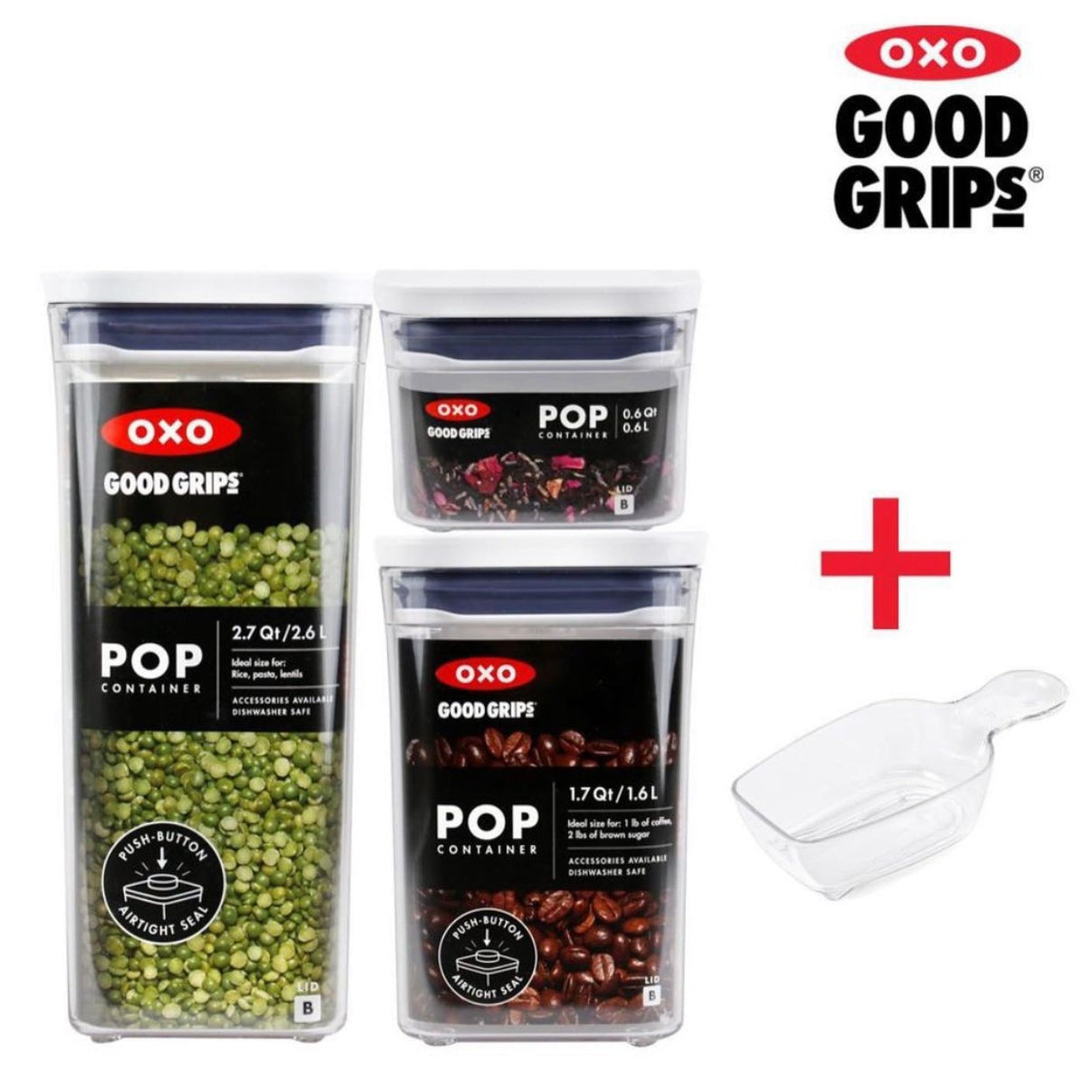 OXO Good Grips POP 3-Piece Rectangle Containers w/ Scoop