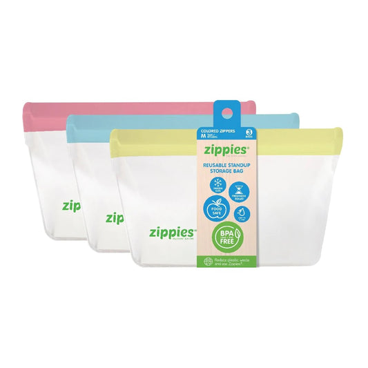 Zippies Reusable Standup Storage Bags - Pastel Rainbow Color Series