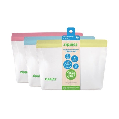 Zippies Reusable Standup Storage Bags - Pastel Rainbow Color Series