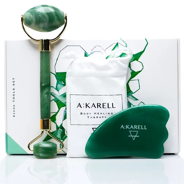 akarell jade roller and gua sha set