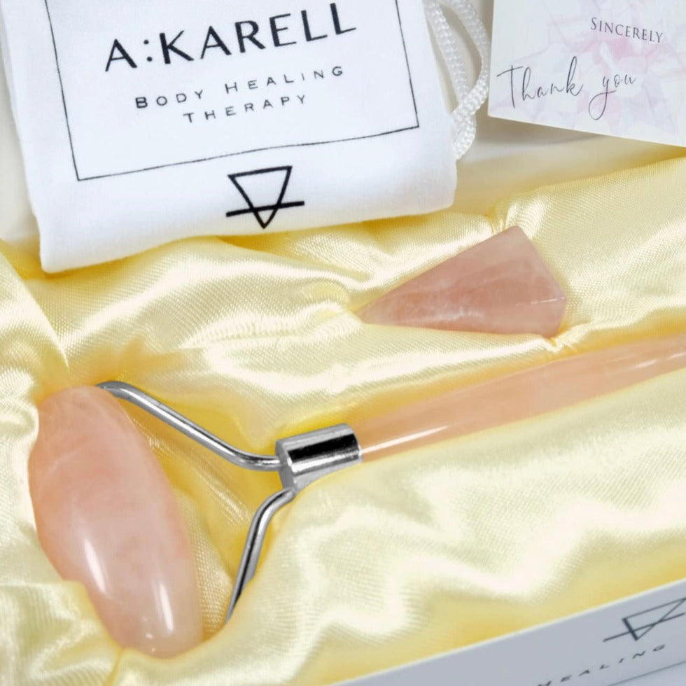 akarell rose quartz roller