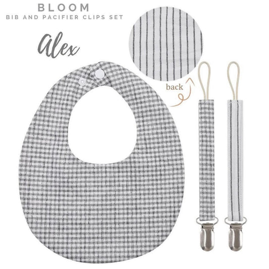 Blooming Wisdom Bib and Pacifier Clips Set