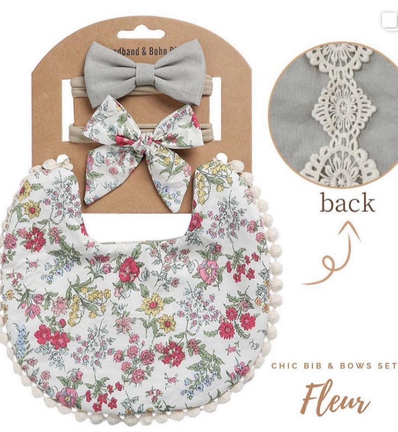 Blooming Wisdom Chic Bib & Bows Set