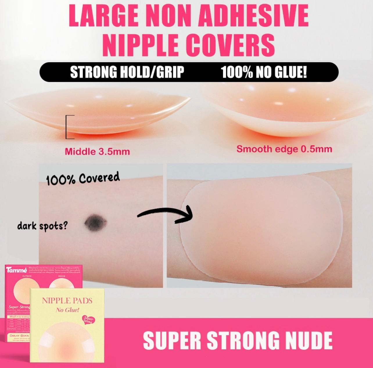 Tamme Nipple Cover 3MM Extra Thick No Glue Super Strong Hold