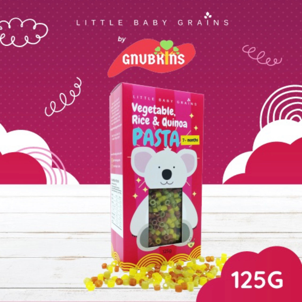 Little Baby Grains by GNUBKINS - Vegetable, Rice, & Quinoa Pasta 125g (10 servings)