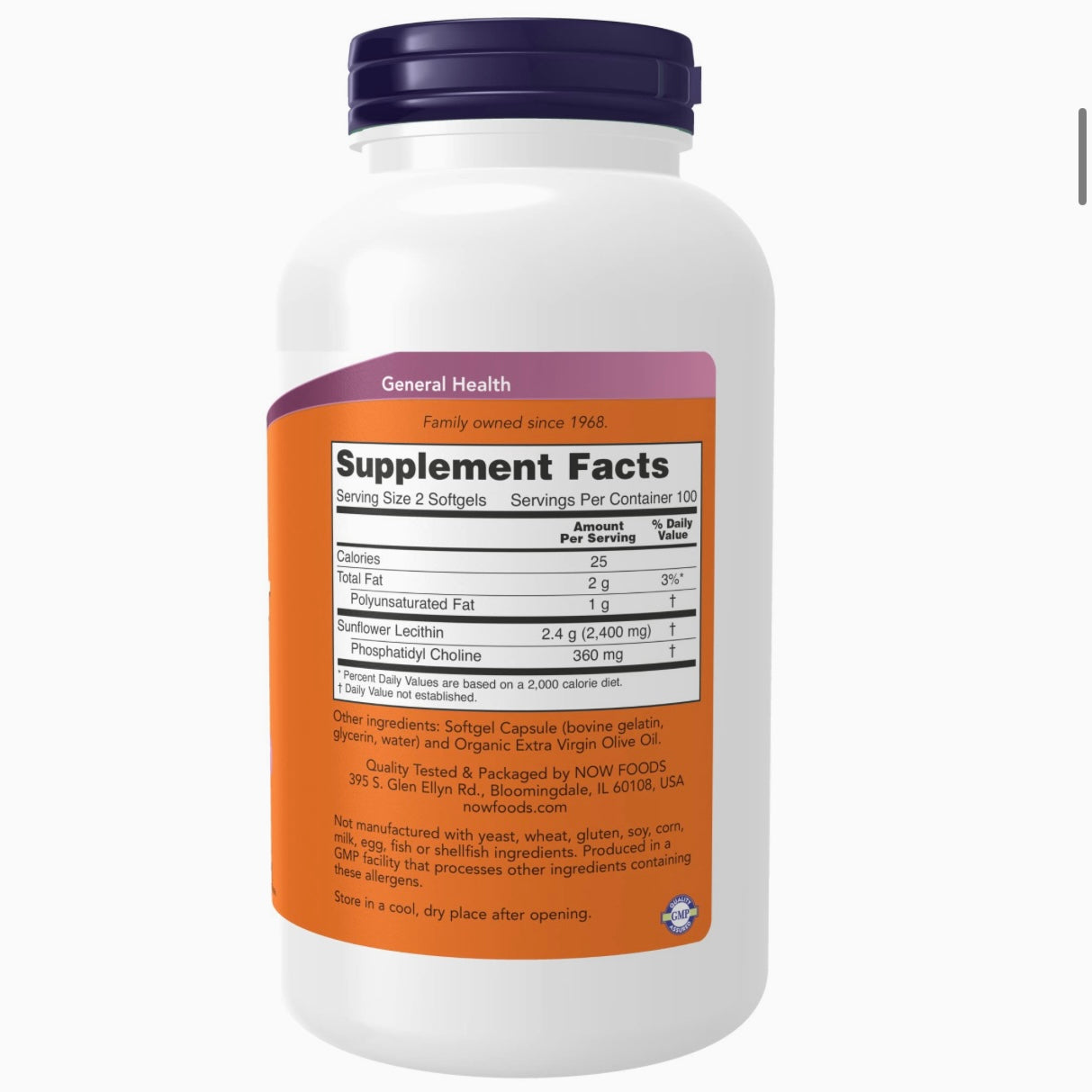 NOW Foods Sunflower Lecithin 1200mg Softgels