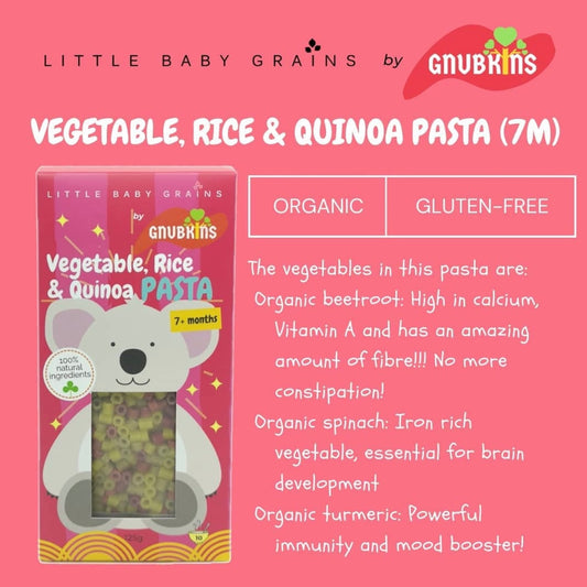 Little Baby Grains by GNUBKINS - Vegetable, Rice, & Quinoa Pasta 125g (10 servings)