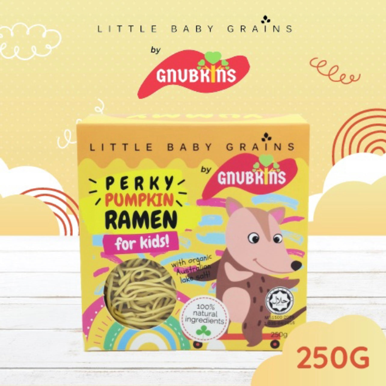 Little Baby Grains by GNUBKINS - Perky Pumpkin Ramen for Kids 250g (5 Servings)