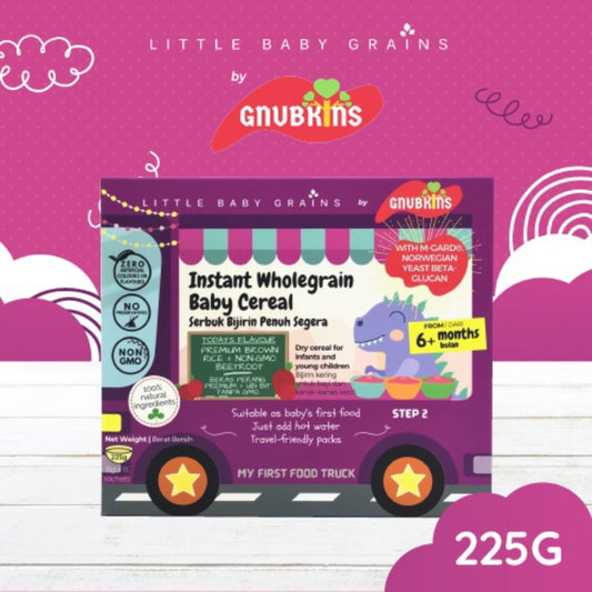 Little Baby Grains by GNUBKINS - PREMIUM BROWN RICE & NON-GMO BEETROOT INSTANT CEREAL for Babies