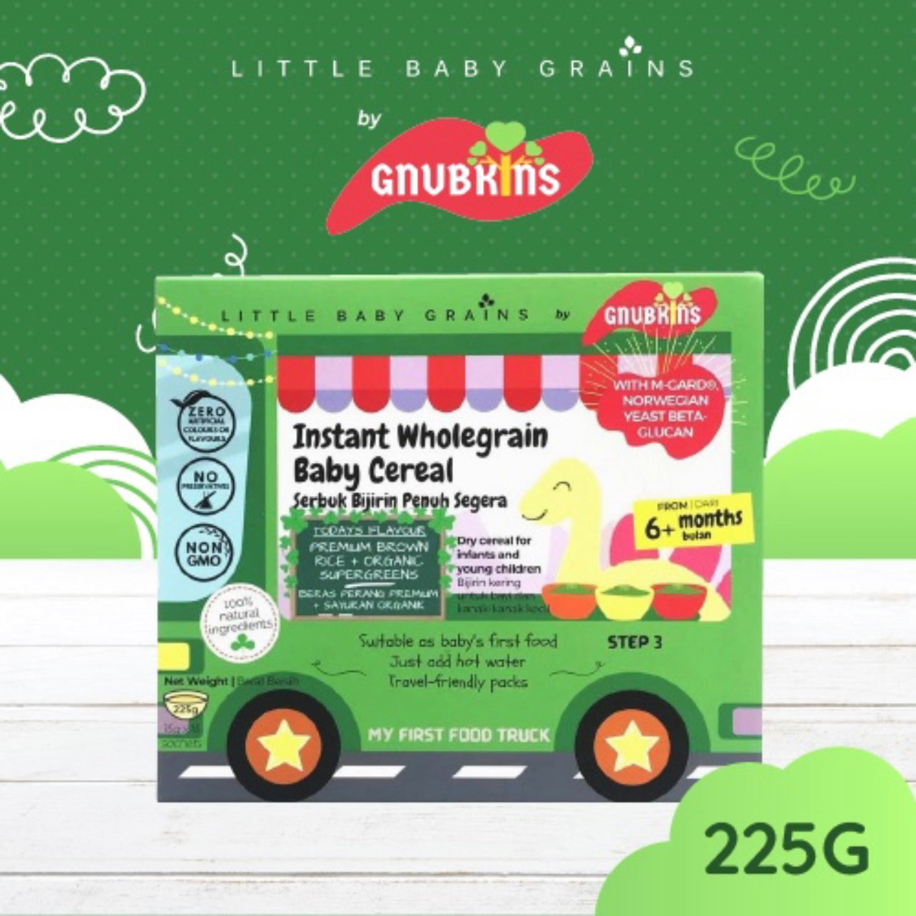 Little Baby Grains by GNUBKINS - PREMIUM BROWN RICE & ORGANIC SUPERGREENS INSTANT CEREAL for Babies