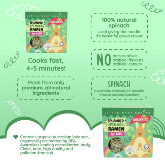 Little Baby Grains by GNUBKINS - Splendid Spinach Ramen for Kids 250g (5 Servings)