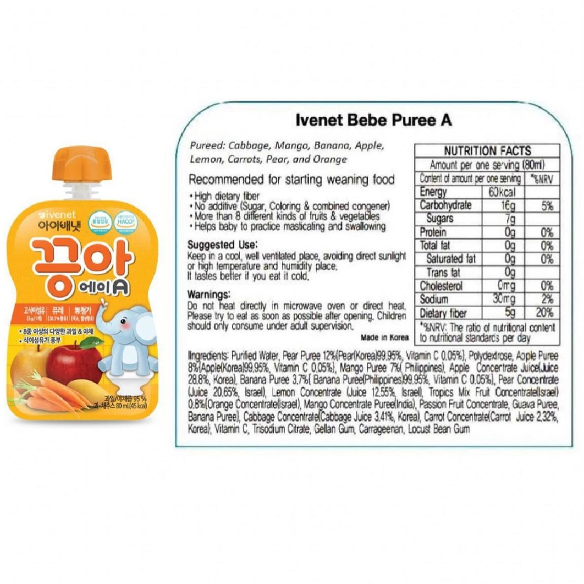 Ivenet Baby Puree Vegetable and Fruit Healthy Juice Drink